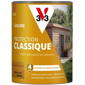 V33 Lasure Protection Classique ch&ecirc;ne dore Satin -0,75L