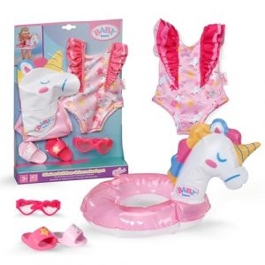 Zapf Creation BABY born 839447 Kit de Natation Licorne avec bouée, Maillot de Bain et Lunettes de Soleil pour poupées de 43 cm