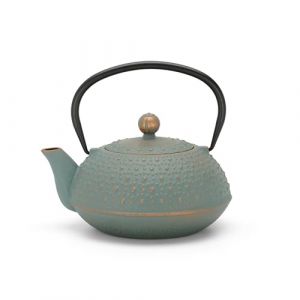 Bredemeijer Petite théière en fonte - 0,9 l - Induction - Bleu asiatique - Avec anse et filtre à thé en acier inoxydable - Idéal pour les thés en vrac