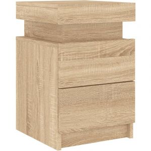 VidaXL Table De Chevet Avec Lumi&egrave;res Led Ch&ecirc;ne Sonoma 35x39x55 Cm