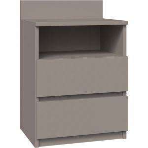 Topeshop - aster T1 - Table de chevet avec 2 tiroirs gris - 59x40x32 cm - Table de nuit - Style scandinave