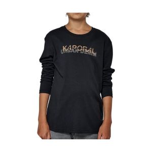 Kaporal Tee Shirt pour Garcon, Coupe Regular, Manches Longues, Col Rond, Mod&egrave;le Marny, Couleur Black, Taille 16 Ans