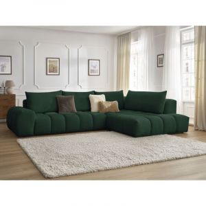 Bobochic Canapé d'angle fixe - Canapé d'angle fixe EVEREST tissu texturé Angle droit Vert - Vert