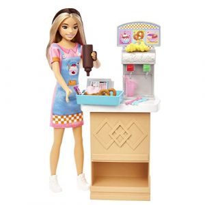 Mattel Coffret Skipper Premiers Jobs avec poupée Mannequin, Snack-Bar avec comptoir, Coupe glacée avec Changement de Couleur et 8 Accessoires, Jouet Enfant, Dès 3 Ans, HKD79
