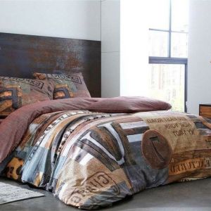 Housse de couette style industriel Marron