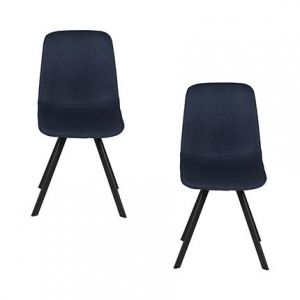 M&S Lot de 2 chaises repas en tissu bleu foncé - MARGOT