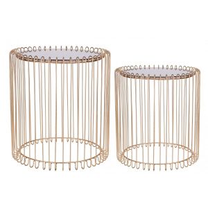 Urban living 2 Tables d'appoint miroir design Gold Home - Doré