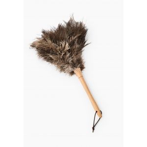Plumeau en plume d'autruche - L 3,1 x l 3,1 x H 38 cm - Bois