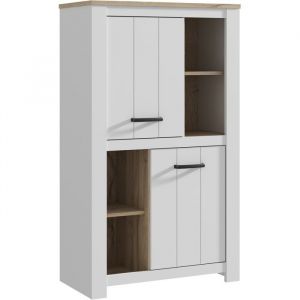 Bahut haut Forte Elara ERXS413-C586 86,7x42,2x147,1 cm Oak / Blanc mat