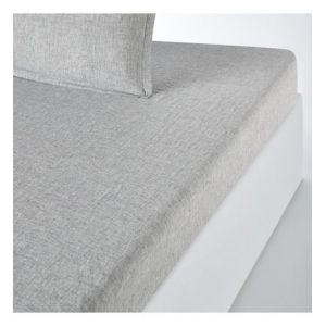 Drap housse lin lavé matelas épais, Linot Gris Chambray Taille 180x200 cm