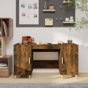 VidaXL Bureau Chêne fumé 140x50x75 cm Bois d'ingénierie - Chêne fumé