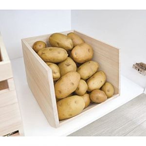 Image de InterDesign IDesign casier de Rangement en Bois avec Ouverture Frontale, Caisse Rangement en Bois de Paulownia pour &eacute;tag&egrave;re ou Placard, bo&icirc;te en Bois Polyvalente, Beige