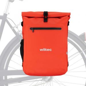 wiltec Sacoche sac à dos étanche pour porte-bagages rouge – capacité de 25 l – en 500D pvc – avec compartiment pour ordinateur portable – pour