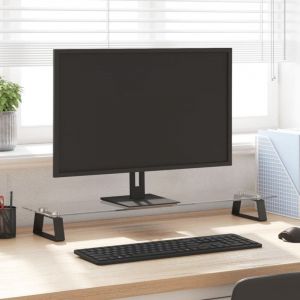 VidaXL Support de moniteur noir 80x20x8 cm verre trempé et métal