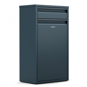 Klarstein Poubelle Cuisine 50 L - Acier Inoxydable avec Tiroir de Rangement, Porte Frontale, Fixation Murale Incluse, Anthracite