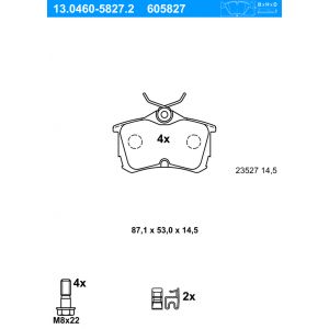 Image de ATE Jeu de 4 plaquettes de frein à disque HONDA ACCORD (13.0460-5827.2)