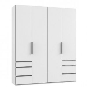 Inside75 Armoire de rangement LISBETH 4 portes 6 tiroirs blanc 200 x 236 cm HT - blanc