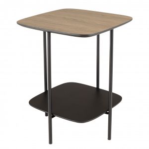 Macabane Fleur - Table d'appoint 2 plateaux bi-matière mocha/noir pieds métal