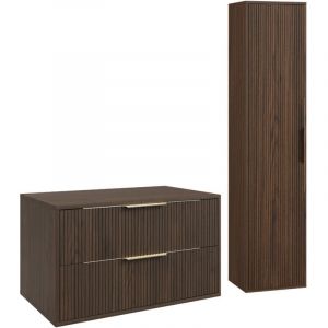 Badplaats Meuble sous-vasque Rimini 80 cm - Noyer brun - Meuble