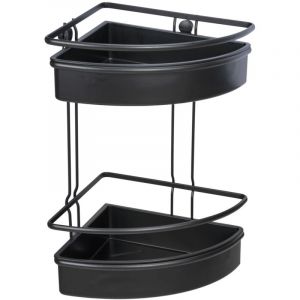 Wenko Étagère d'angle à 2 niveaux "Molinella" en inox - Noir - H 35 cm