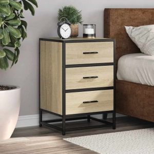 VidaXL Table De Chevet Chêne Sonoma 40x34,5x60cm Bois Ingénierie Métal