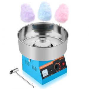 VEVOR Machine &agrave; Barbe &agrave; Papa &Eacute;lectrique 1000 W, Appareil &agrave; Barbe &agrave; Papa de Comptoir, avec Bol en Acier Inoxydable de 38 cm et Cuill&egrave;re &agrave; Sucre, Nettoyage Facile, pour Faire des Bonbons, F&ecirc;tes, Bleu