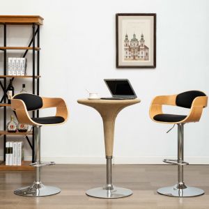 Image de VidaXL Chaises de bar 2 pcs Noir Bois courbé et similicuir