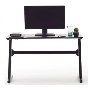 Image de Pegane Bureau d'ordinateur / table de jeu aspect carbone en métal + LED - Longueur 120 x Hauteur 73 x Profondeur 60 cm