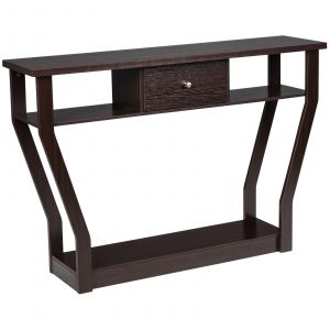 Table Console en MDF Anti Bascule avec Tiroir et 3 étagères Console avec Base Stable et Durable