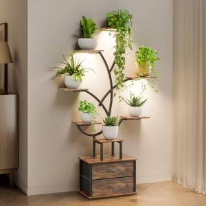 Mondeer Support pour Plantes &agrave; Lampes de Croissance 7 &Eacute;tag&egrave;res&2 Tiroirs Lumi&egrave;re et Minuterie R&eacute;glables Pour Int&eacute;rieur/Balcon