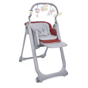 Chicco Chaise haute polly magic relax - 4 roues red passion - Rouge
