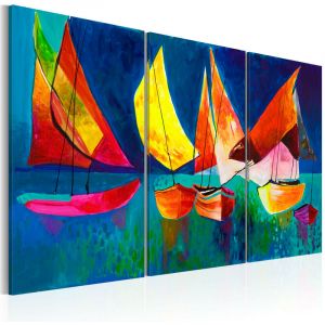 Image de Artgeist Tableau Peint à la Main "Voiliers Multicolores" 80x120cm