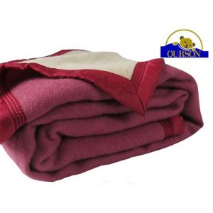 Homemaison Couverture Pure Laine Vierge 600g/m2 bicolore pivoine 220 x 240 cm - pivoine