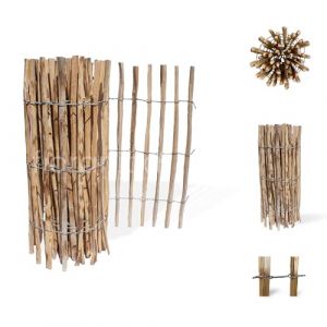 Floranica Barrière de Jardin - Noisette - 1 m Hauteur: 90 cm Distance: 4-6 cm - Clôture en Bois Clôture à Lattis Cloture a Piquets