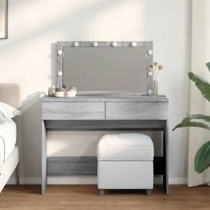 VidaXL Coiffeuse avec LED sonoma gris 100x40x120 cm, table de maquillage, coiffeuse de chambre à coucher, coiffeuse avec miroir, bureau de maquillage