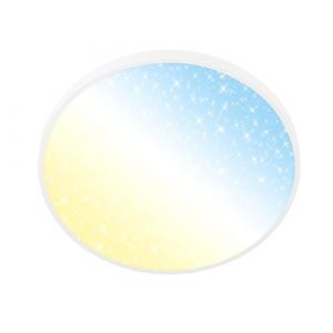 BRILONER - Plafonnier LED avec télécommande, intensité lumineuse variable, CCT, bandeau décoratif, ciel étoilé, lustre salon, chambre, cuisine, plafonnier salon, 38 x 6,5 cm, blanc
