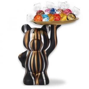 Vide-poche d&eacute;co Ourson Noir et son assortiment de 12 chocolats Lindor de Lindt Id&eacute;e cadeau Originale pour No&euml;l