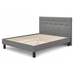 Image de Bobochic Structure de lit PERRY avec lattes massives pieds carrés wengé 140 x 190 cm Gris