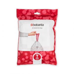 Brabantia Sacs poubelle PerfectFit, Code Y, 20 L Blanc