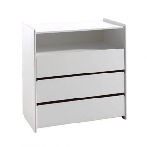 BODHI WHITE - Commode 3 Tiroirs et Niche Blanche - Altobuy