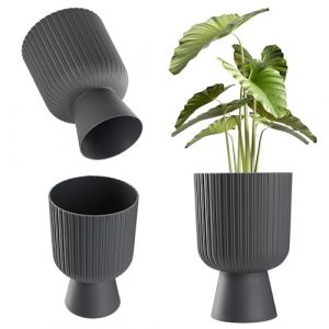 Pot de Fleur, Couvercle en Plastique, Pelouse 14cm, Gris - Kadax