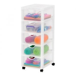 Iris Ohyama Tour de rangement Organisateur plastique 5 tiroirs de 5 L - DDDC-005 - Blanc - L37.5 x P29 x H76 cm