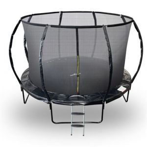 JUMP4FUN Trampoline 12Ft &oslash; 366 cm noire avec Echelle, Protection et Filet de s&eacute;curit&eacute;