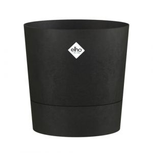 Elho FOSS Rond 43cm - Pot de Fleurs pour Int&eacute;rieur - Plastique 100% Recycl&eacute; - &Oslash; 43 x H 42.5 - Noir/Living Noir
