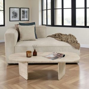 Table basse organique effet travertin, pieds obliques MARFA