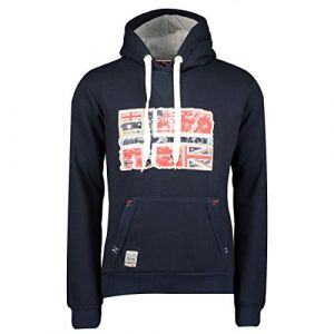 Geographical Norway GEO NORWAY GPEPE Men - Sweat Homme Capuche Chaud - Sweatshirt Hoody Homme Manche Longue Pull Casual Manches Longues - Hoodie Shirt Logo Hood Tops Type Sport Col Regulier Marine M