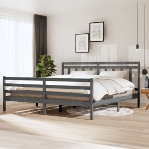 VidaXL Cadre de lit Gris Bois massif 200x200 cm