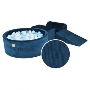 Aire de jeu Mousse Piscine Balles: Blanc/Bleu Clair/Transparent W90