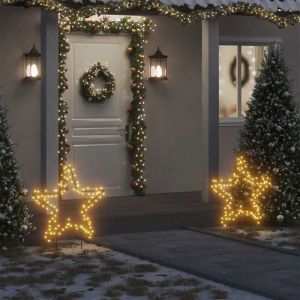 VidaXL Décoration Lumineuse Étoile de Noël avec Piquets 115 LED, Lumière d'Étoile de Noël, Ornement de Noël Fête Maison Jardin, Moderne, 85 cm