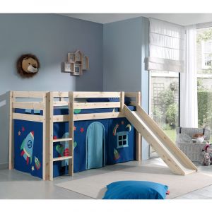 home24 Lit Enfant Avec Toboggan "Pino Astronaute II" Naturel